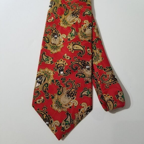 Looney Tunes Necktie Taz Paisley Design Tie 1994 Warner Bros. Vintage - Picture 1 of 6